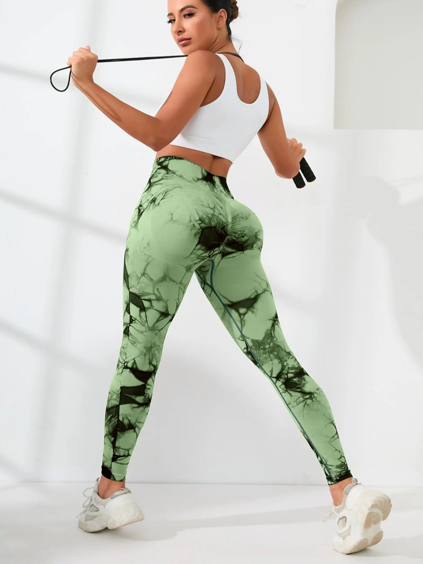 Women'S Plain / Tie Dye Print High Waist Sports Leggings, High Waisted Sportswear, Gym Leggings, Skinny Pants, Skinny Yoga Bottoms for Workout Running, Women Sport & Outdoor Clothing, Fitness Yoga Pants