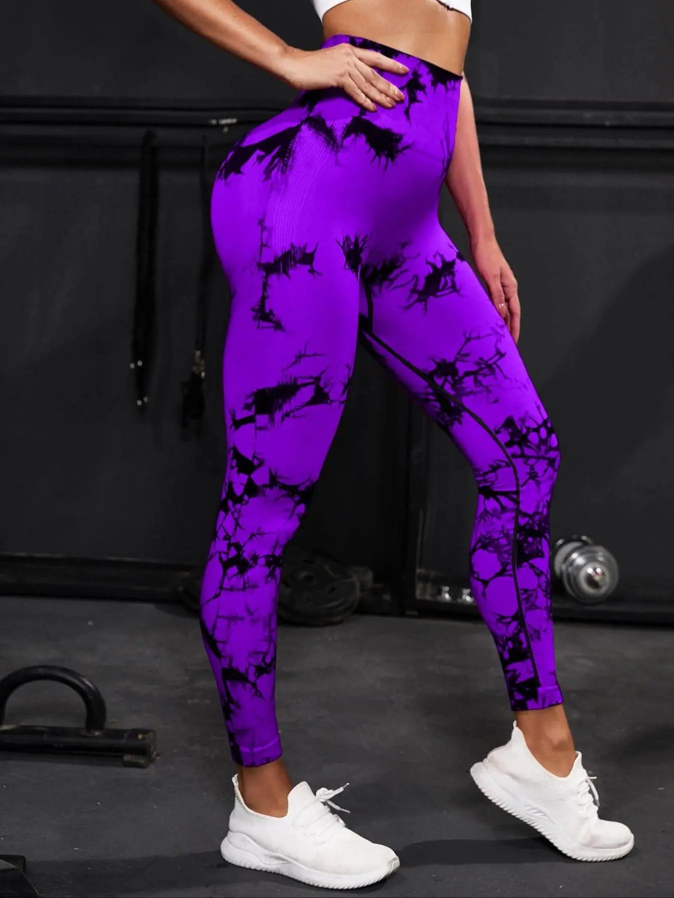 Women'S Plain / Tie Dye Print High Waist Sports Leggings, High Waisted Sportswear, Gym Leggings, Skinny Pants, Skinny Yoga Bottoms for Workout Running, Women Sport & Outdoor Clothing, Fitness Yoga Pants