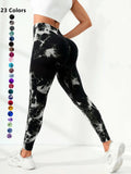 Women'S Plain / Tie Dye Print High Waist Sports Leggings, High Waisted Sportswear, Gym Leggings, Skinny Pants, Skinny Yoga Bottoms for Workout Running, Women Sport & Outdoor Clothing, Fitness Yoga Pants