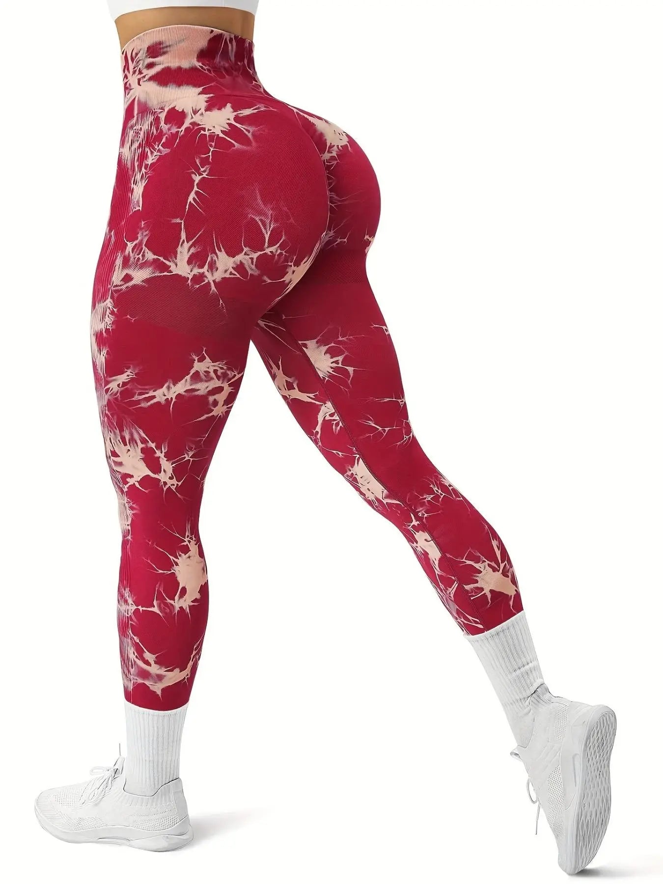 Women'S Plain / Tie Dye Print High Waist Sports Leggings, High Waisted Sportswear, Gym Leggings, Skinny Pants, Skinny Yoga Bottoms for Workout Running, Women Sport & Outdoor Clothing, Fitness Yoga Pants