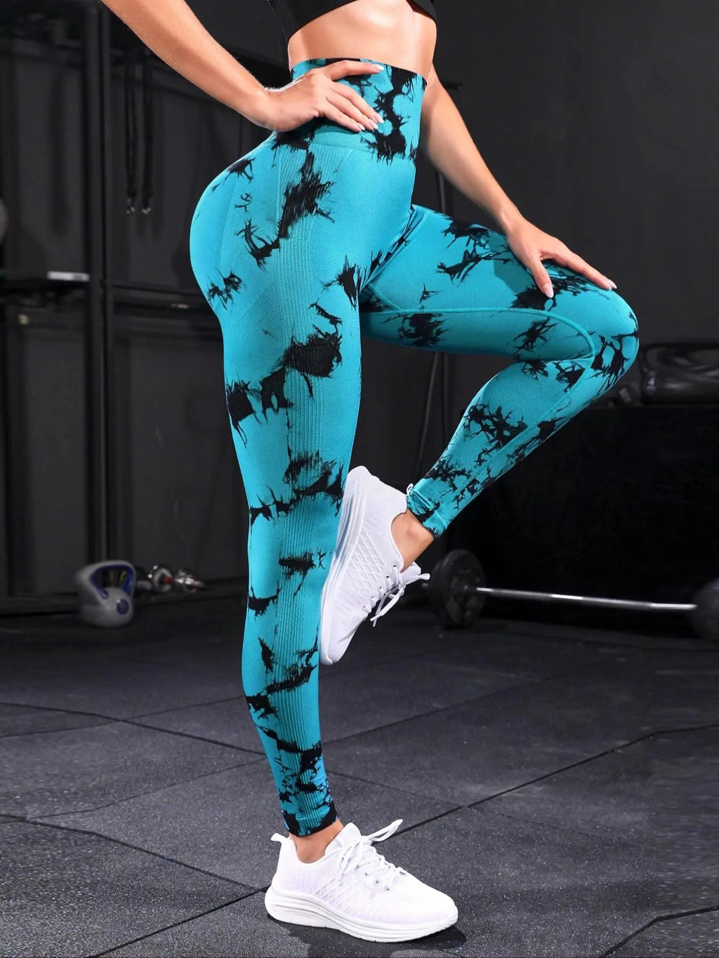 Women'S Plain / Tie Dye Print High Waist Sports Leggings, High Waisted Sportswear, Gym Leggings, Skinny Pants, Skinny Yoga Bottoms for Workout Running, Women Sport & Outdoor Clothing, Fitness Yoga Pants