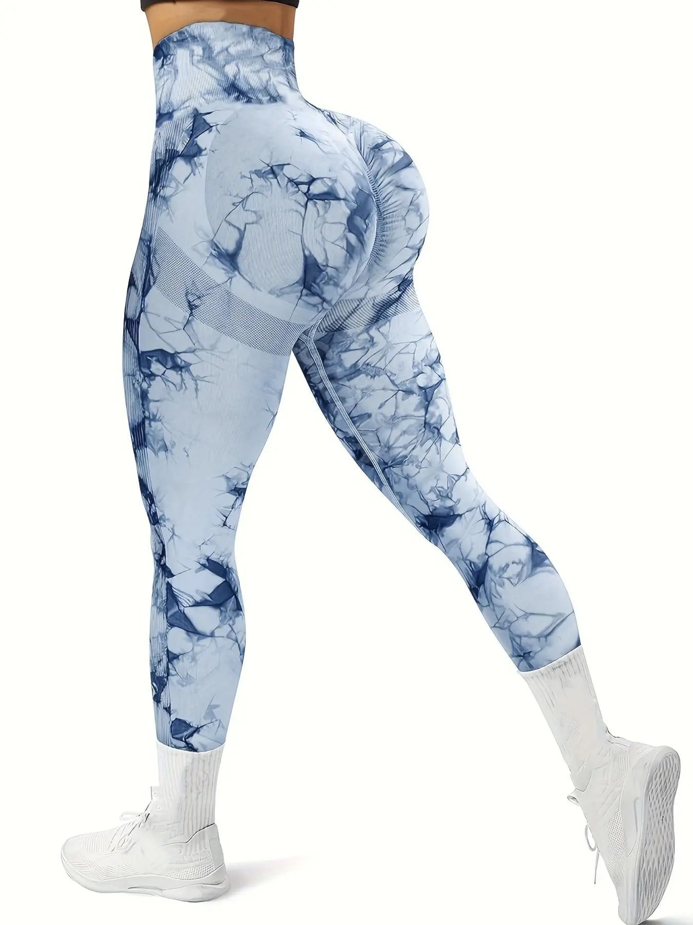 Women'S Plain / Tie Dye Print High Waist Sports Leggings, High Waisted Sportswear, Gym Leggings, Skinny Pants, Skinny Yoga Bottoms for Workout Running, Women Sport & Outdoor Clothing, Fitness Yoga Pants
