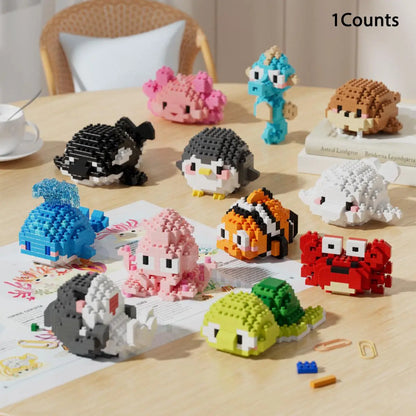 Cute Animal Design Building Blocks, Mini Creative Educational Block Toy for Boys & Girls, Building Block Models