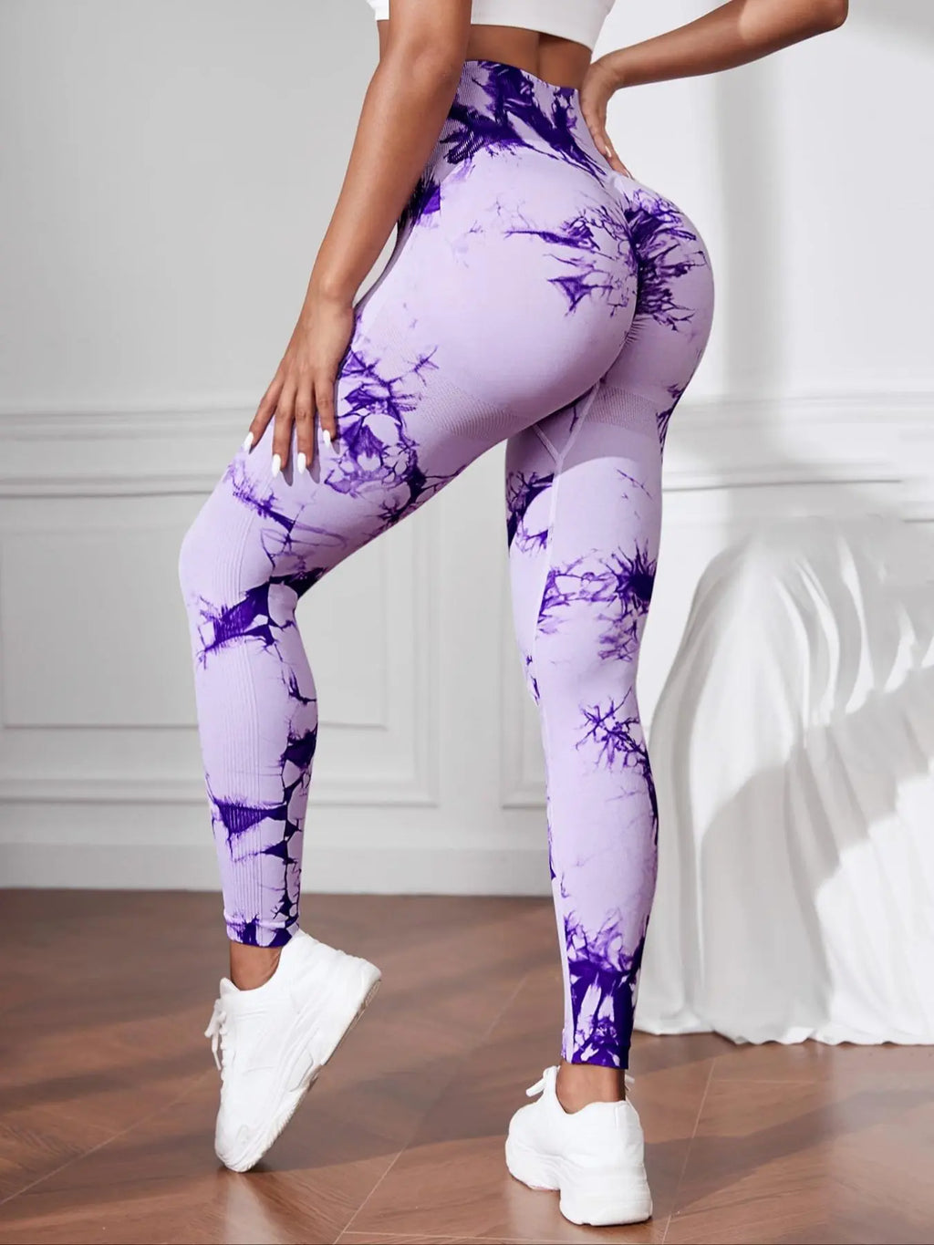 Women'S Plain / Tie Dye Print High Waist Sports Leggings, High Waisted Sportswear, Gym Leggings, Skinny Pants, Skinny Yoga Bottoms for Workout Running, Women Sport & Outdoor Clothing, Fitness Yoga Pants