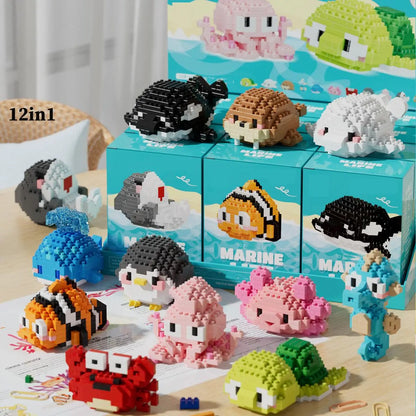 Cute Animal Design Building Blocks, Mini Creative Educational Block Toy for Boys & Girls, Building Block Models